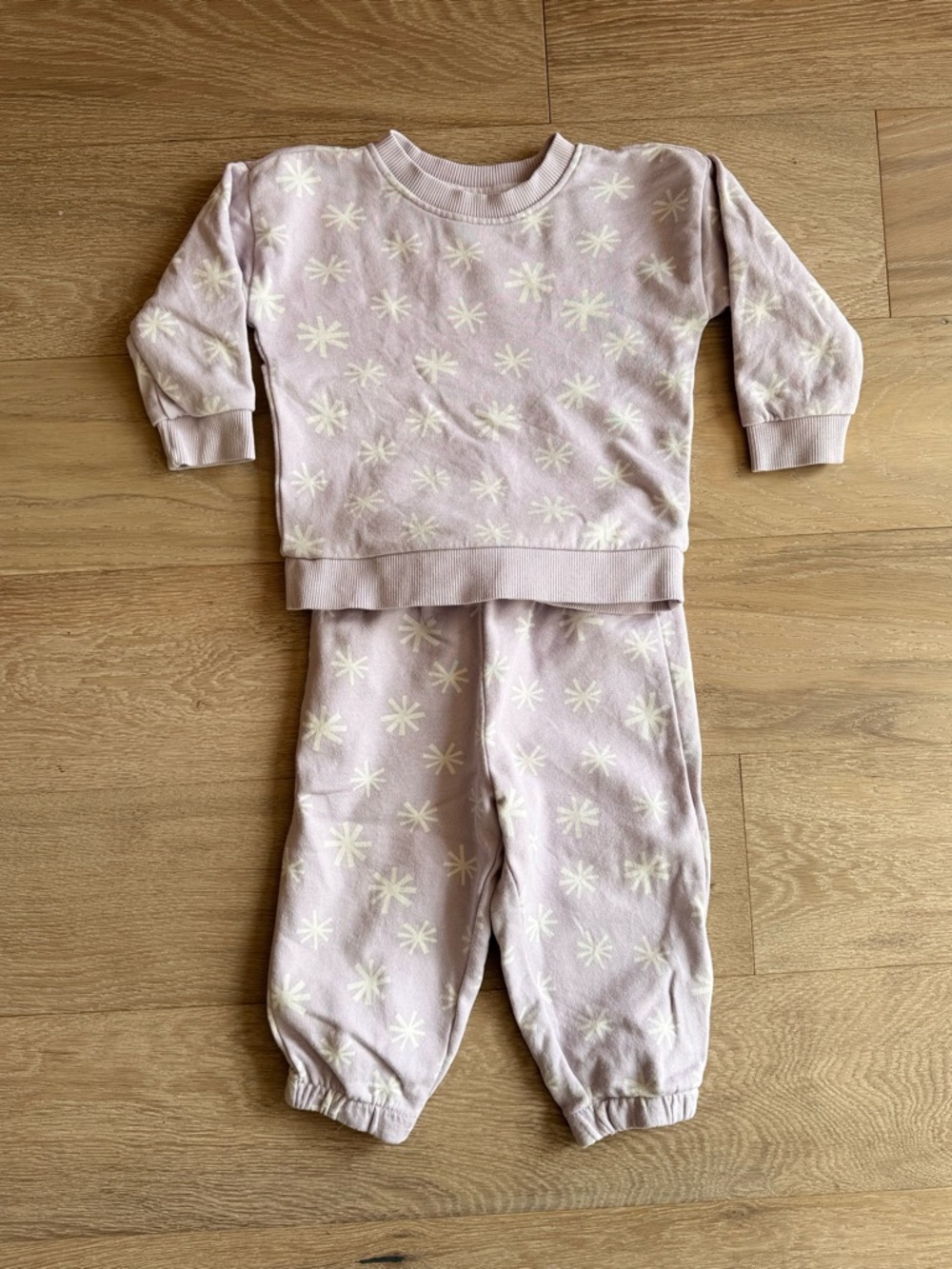 Hanna Anderson Kids Purple Floral Star Lounge MatchingSet